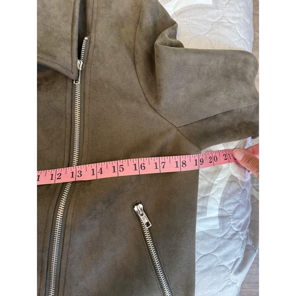 Apperloth A Faux Leather Moto Jacket, Size Small Green Cropped - Picture 9 of 9